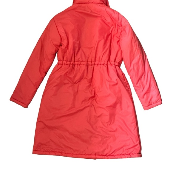Anthropologie Maeve Coral/Pink Longline Cinched Puffer Jacket Coat Size Small - Picture 6 of 12